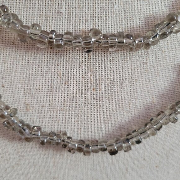 Vintage Long Strand Gray Glass Beaded Necklace - Picture 2 of 3
